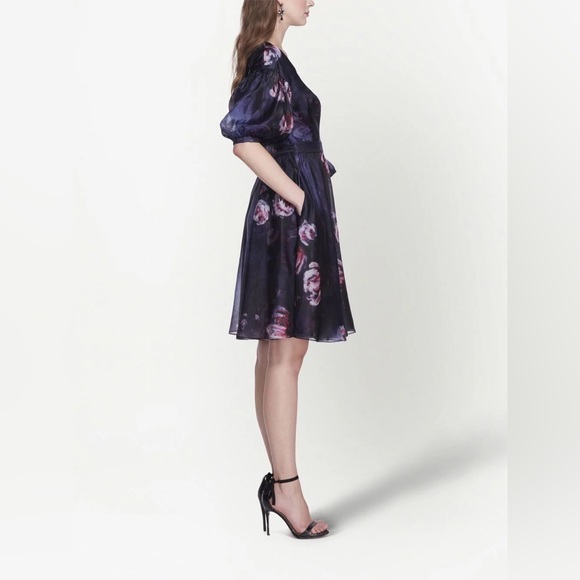 NWT Marchesa Notte Floral Cocktail Wrap Dress - Picture 5 of 16